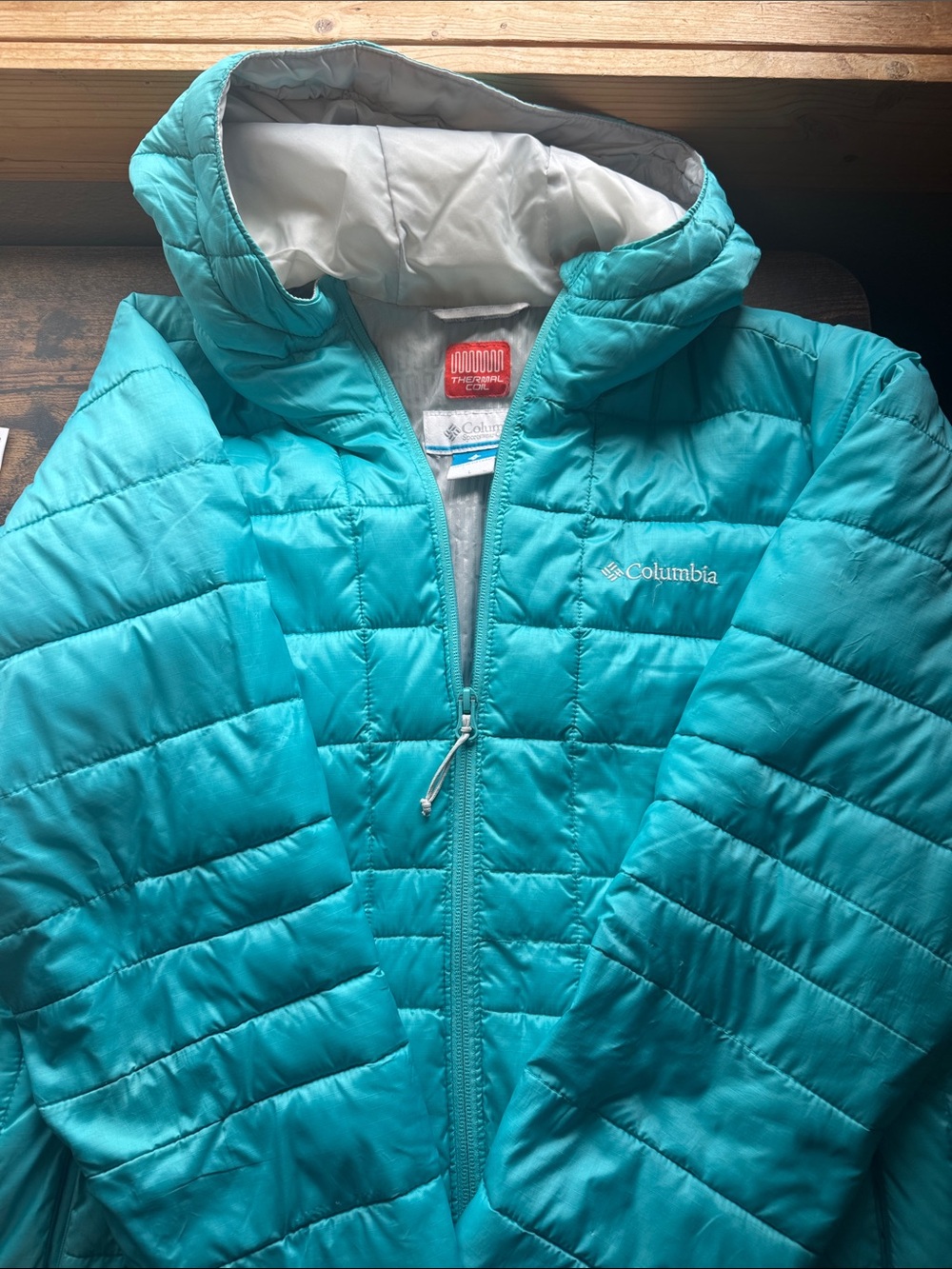 Columbia Womens Teal Quilted Hooded Puffer Jacket